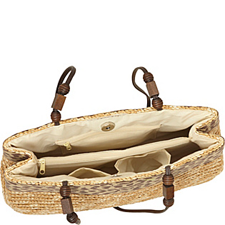 Milan Straw Leopard Trim 4-poster Tote