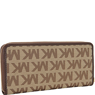 Jet Set Item Zip Around Continental Wallet - MK Logo
