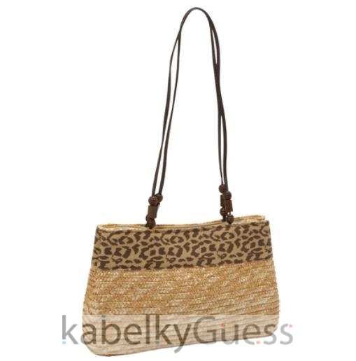 Milan Straw Leopard Trim 4-poster Tote